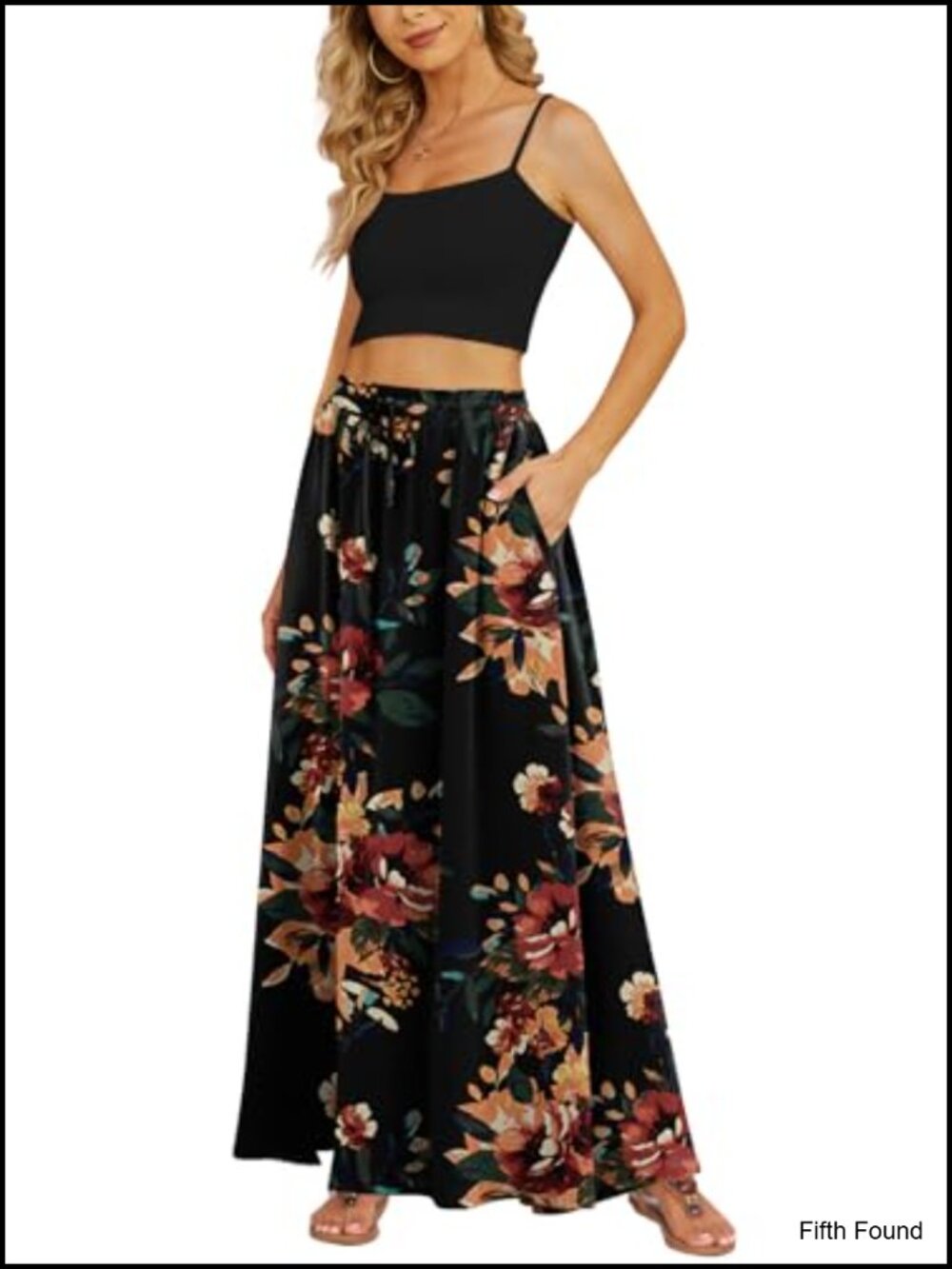 Chiffon Maxi Skirt High Waist Flowy A-Line with Pockets